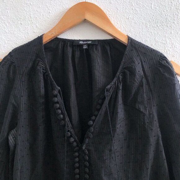 MADEWELL Pompom-trimmed Swiss-dot Cotton Blouse Size XXS - Picture 5 of 10